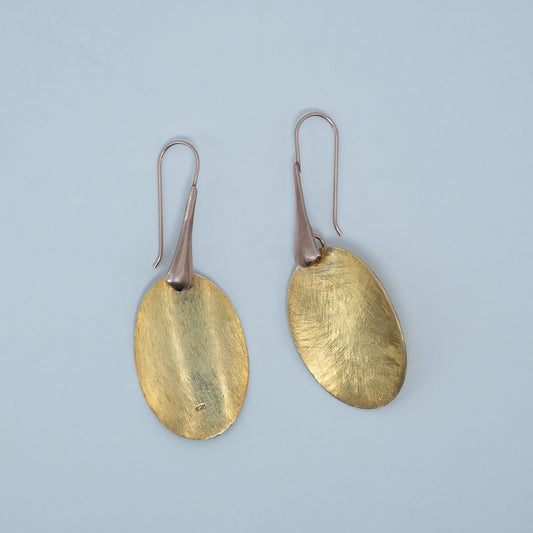 Gold Brushed Oval Earrings