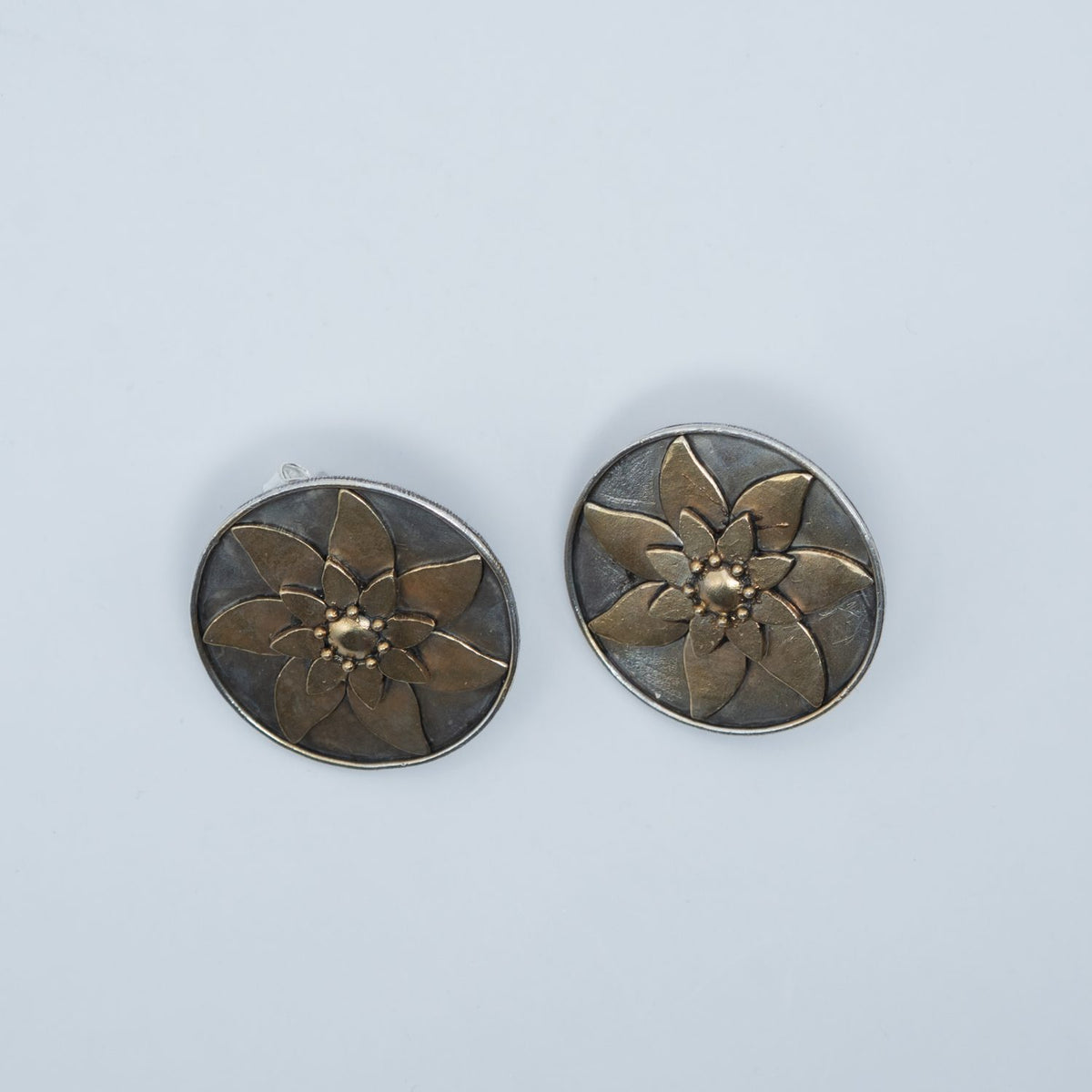 Silver Oxidised Floral Discs