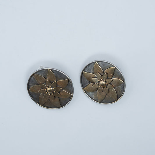 Silver Oxidised Floral Discs