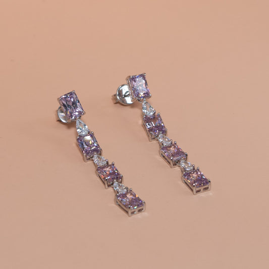 Silver Amethyst Drop Earrings