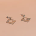 Rose Gold Square Drop Earrings