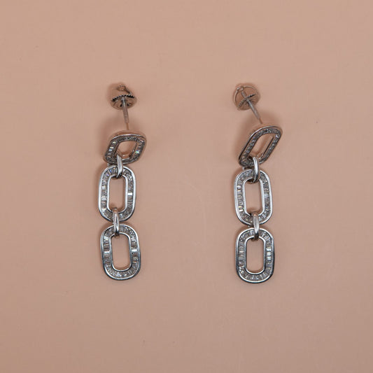 Silver Long Chain Drop Earrings