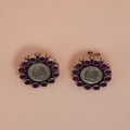 Silver Ruby Floral Disc Earrings