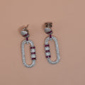Silver Oval Halo Hoop Earrings