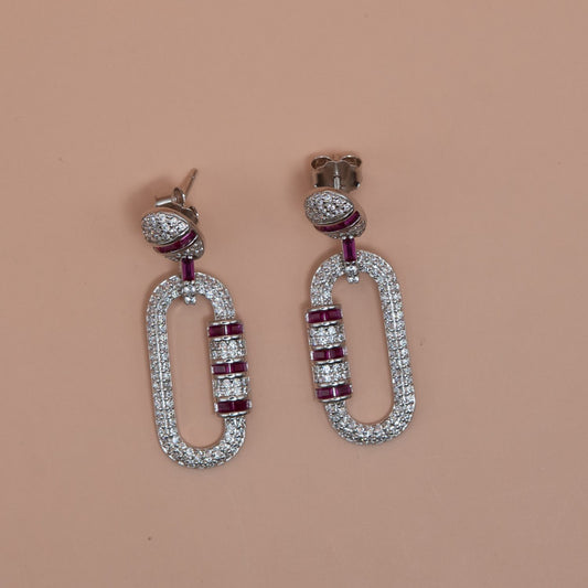 Silver Oval Halo Hoop Earrings