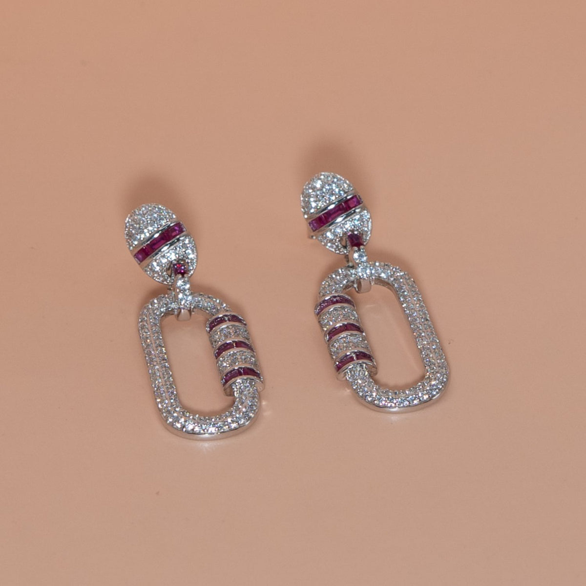 Silver Oval Halo Hoop Earrings