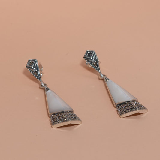 Silver Geometric Fan Earrings