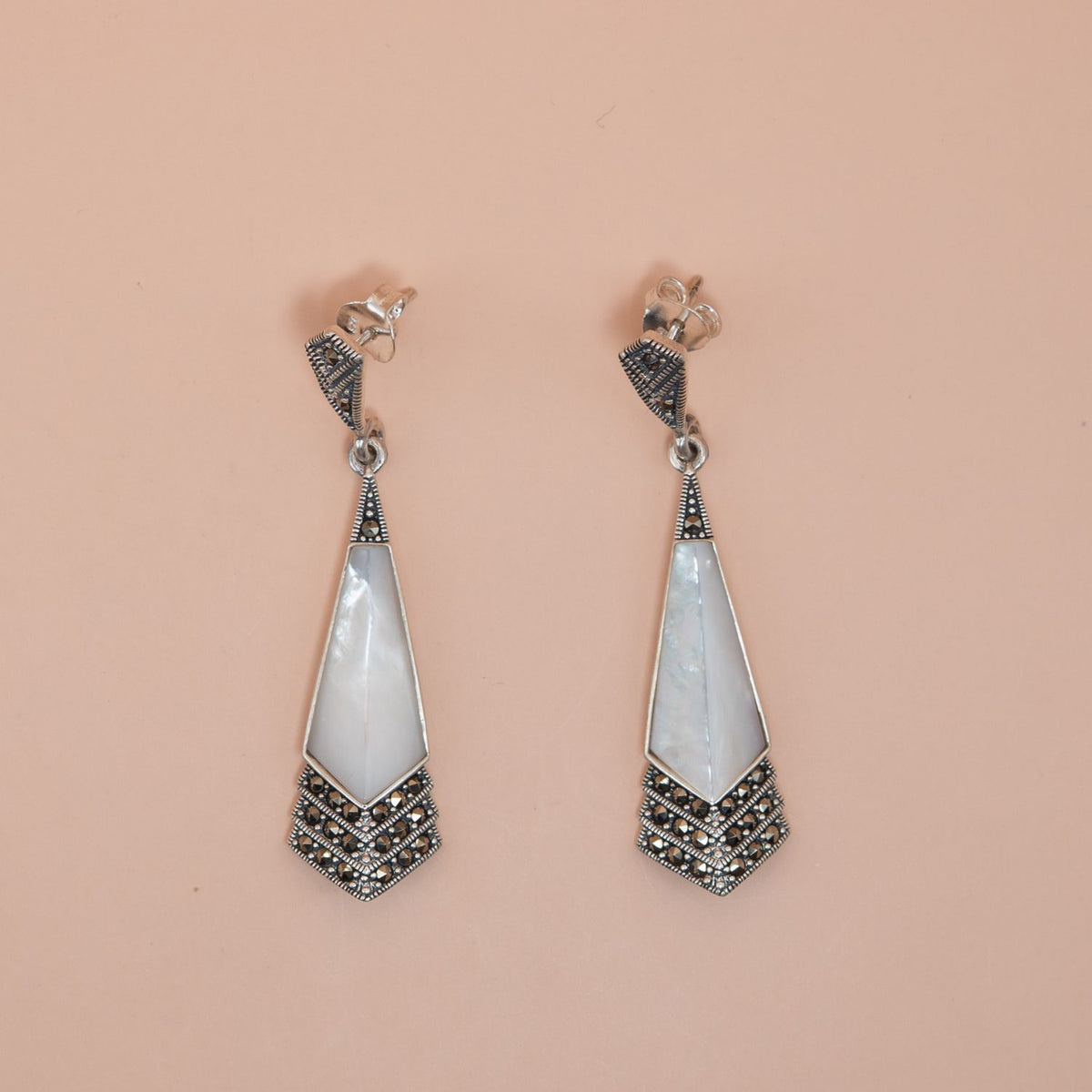 Silver Geometric Fan Earrings