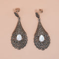 Silver Oxidised Teardrop Chandelier Earrings