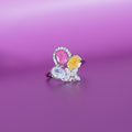 Silver Rainbow Heart Cluster Ring