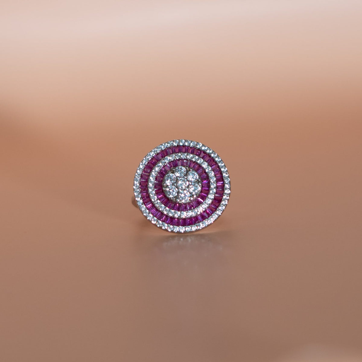 Silver Pink Double-Halo Ring