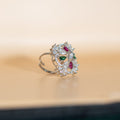 Silver Floral Gemstone Cocktail Ring