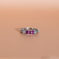 Silver Pink Eternity Band Ring