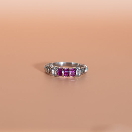 Silver Pink Eternity Band Ring