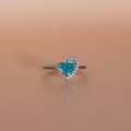 Silver Aqua Heart Ring