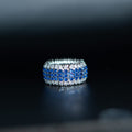 Silver Sapphire Pave Band Ring