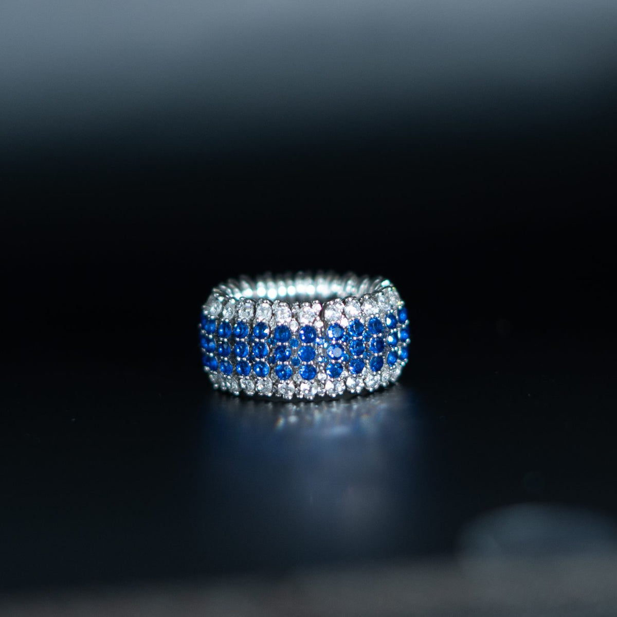 Silver Sapphire Pave Band Ring