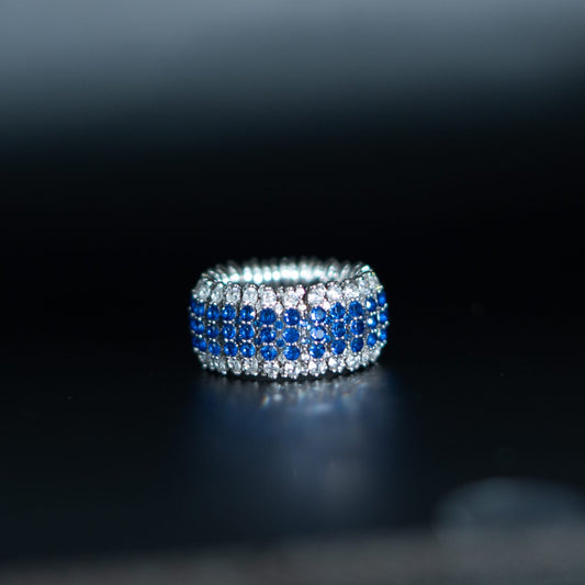Silver Sapphire Pave Band Ring