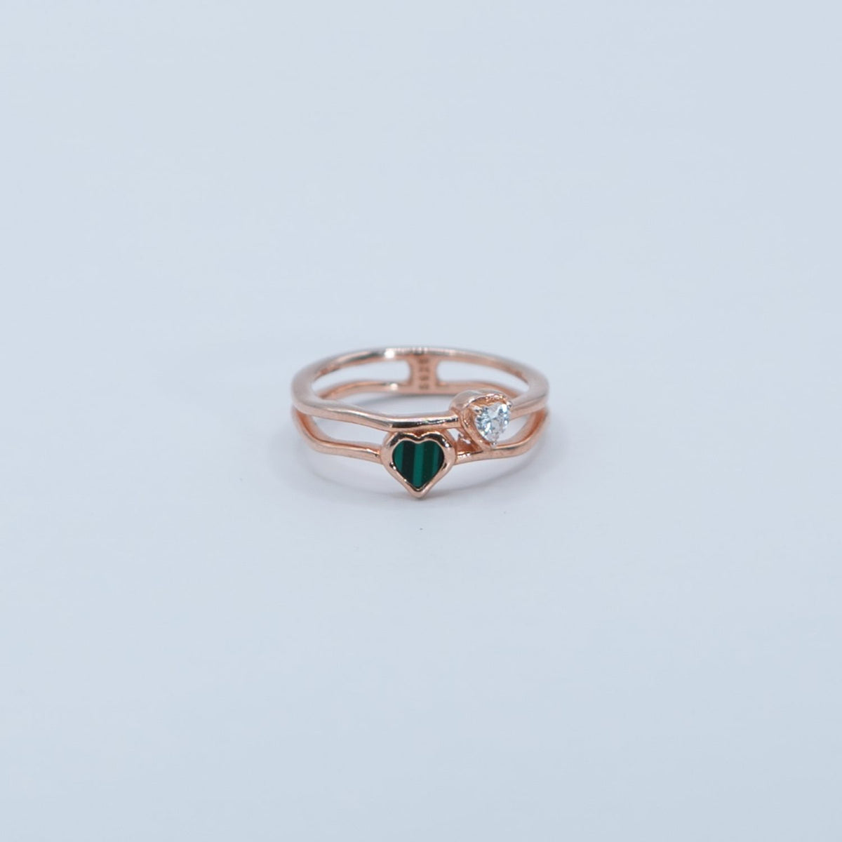 Rose Gold Green Heart Ring