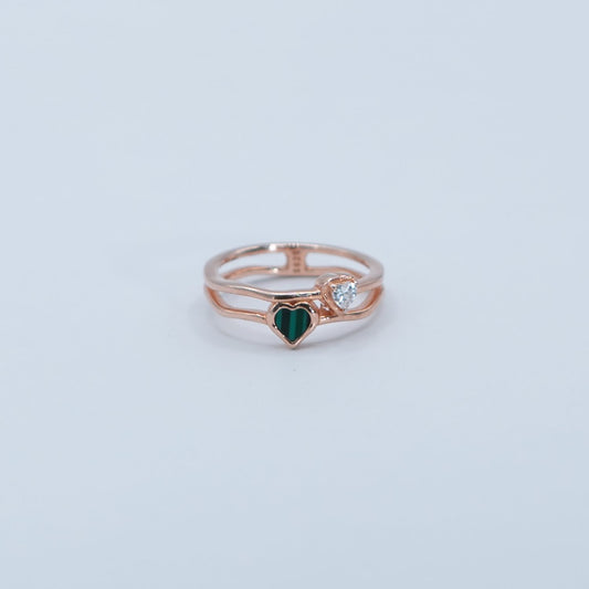 Rose Gold Green Heart Ring