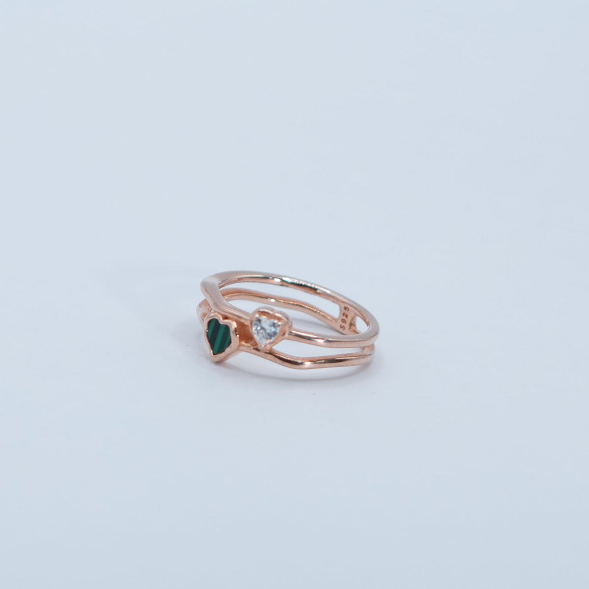Rose Gold Green Heart Ring