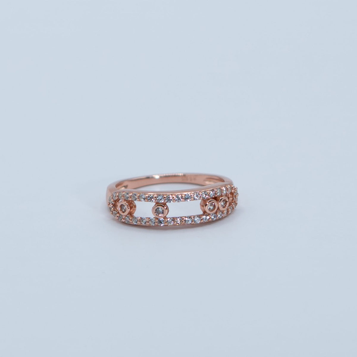Rose Gold Pink Baguette Band Ring