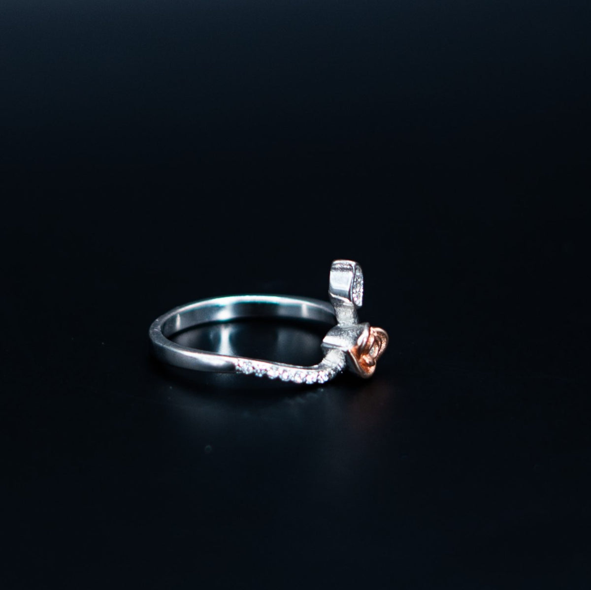 Silver Red Heart Accent Ring