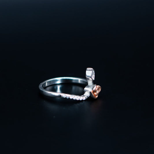 Silver Red Heart Accent Ring