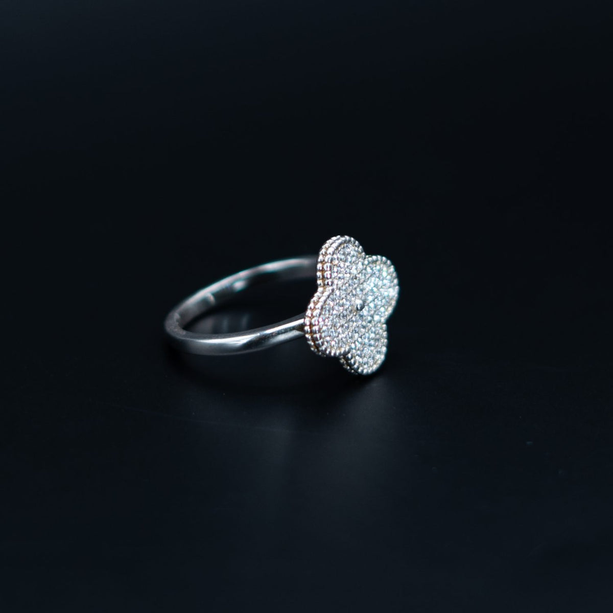 Silver Floral Pave Cluster Ring