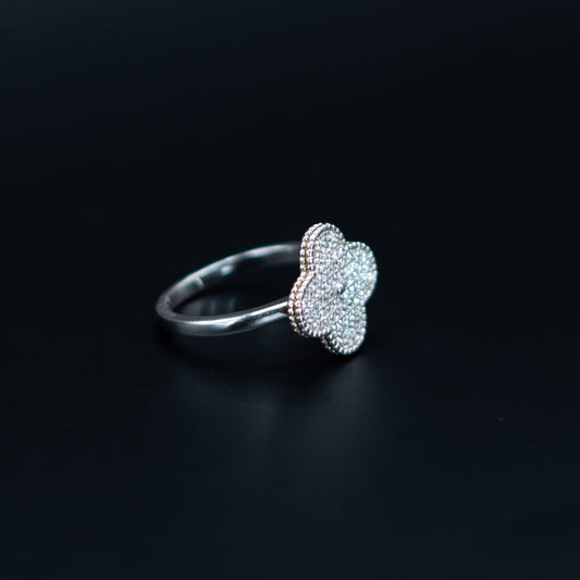 Silver Floral Pave Cluster Ring