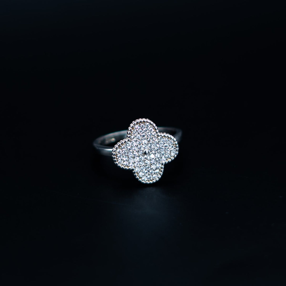 Silver Floral Pave Cluster Ring