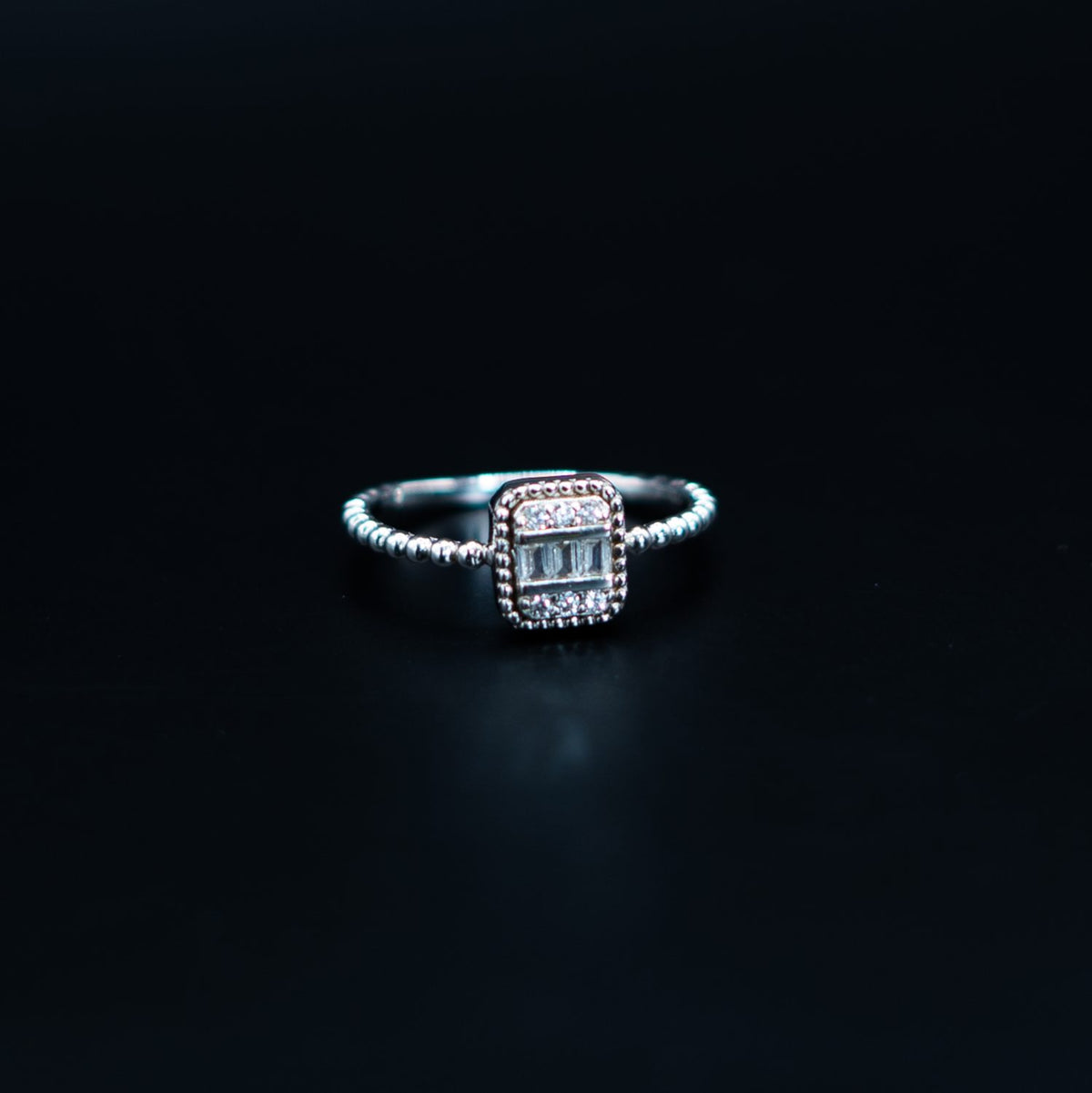 Silver Emerald-Cut Band Ring