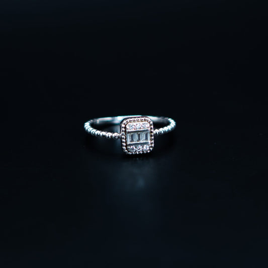 Silver Emerald-Cut Band Ring