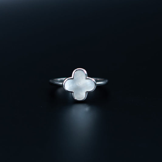Silver Clover Mother-of-Pearl Ring