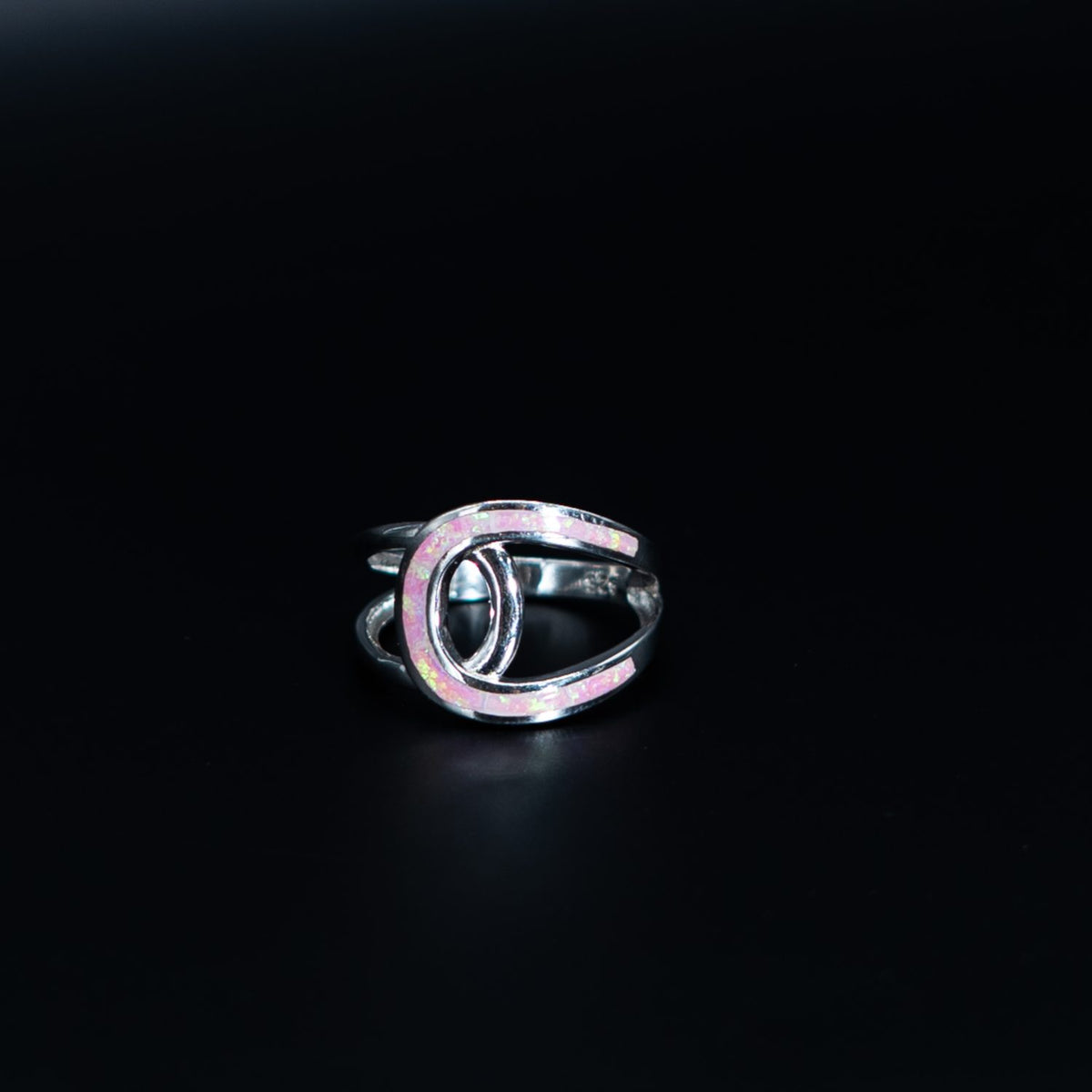 Silver Black Oval Ring