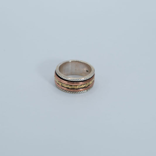 Two-Tone Textured Band Ring