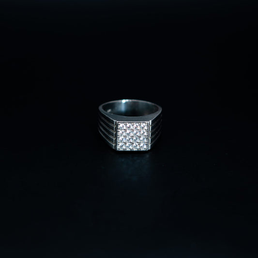 Silver Pave Cigar Band Ring