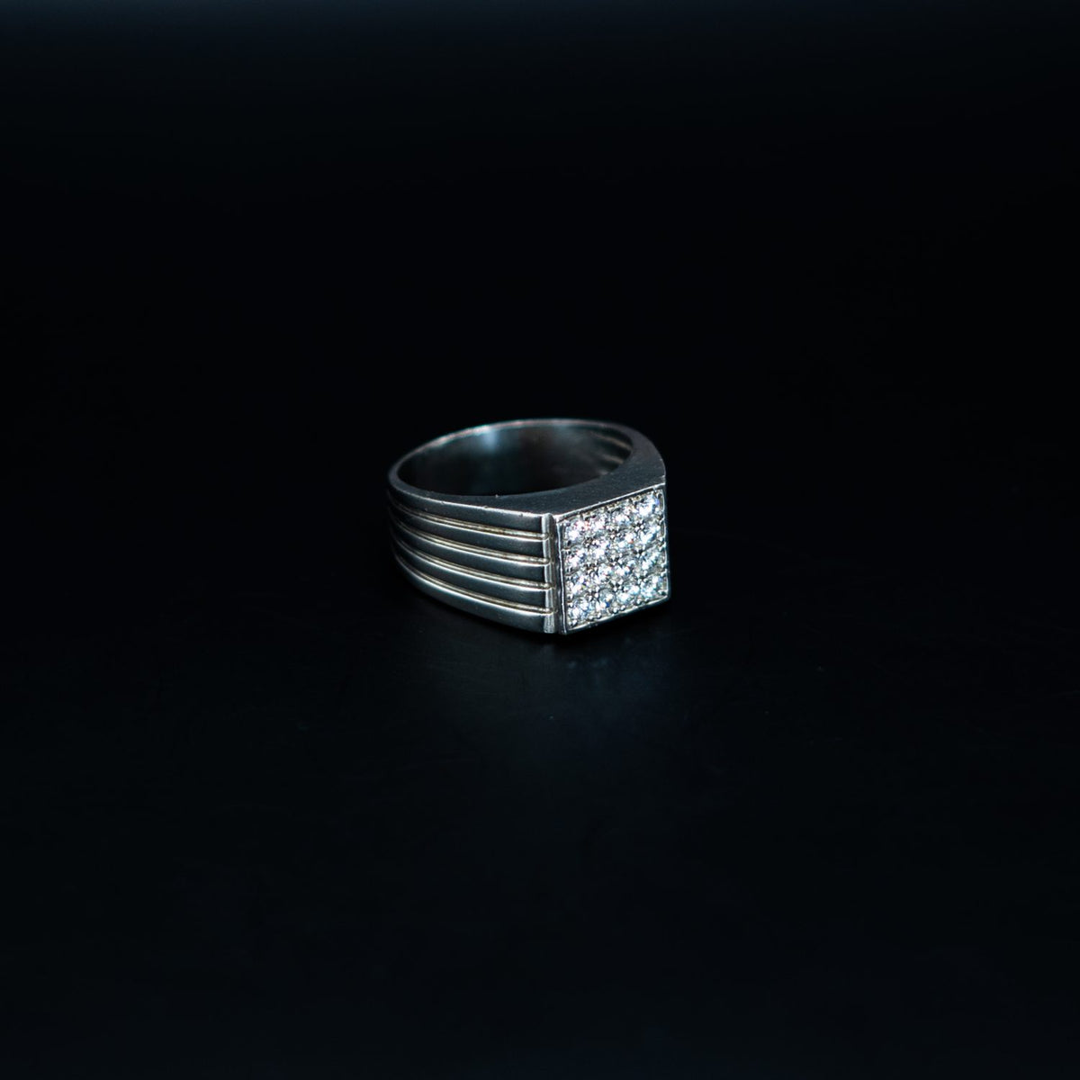 Silver Pave Cigar Band Ring