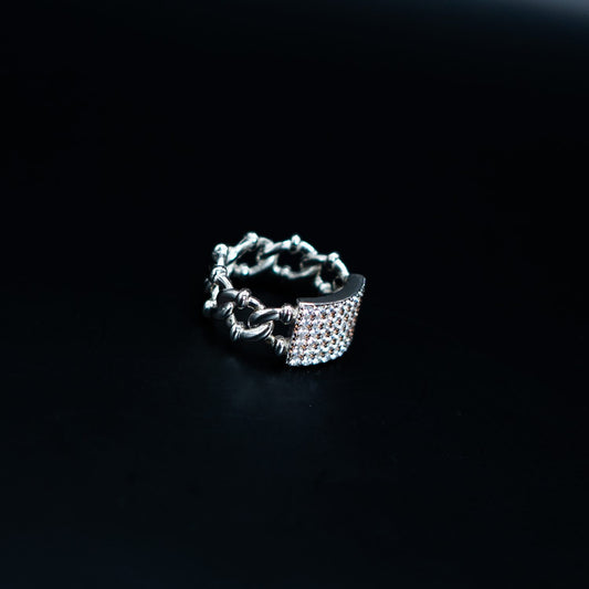 Silver Vine Textured Band Ring