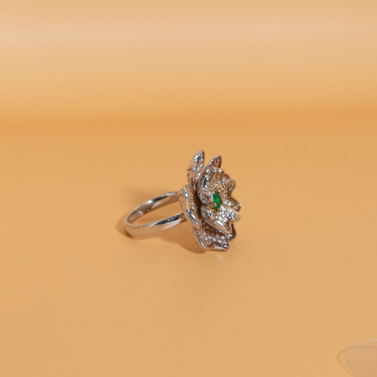 Silver Floral Halo Cocktail Ring