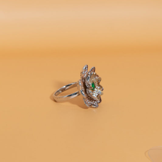 Silver Floral Halo Cocktail Ring