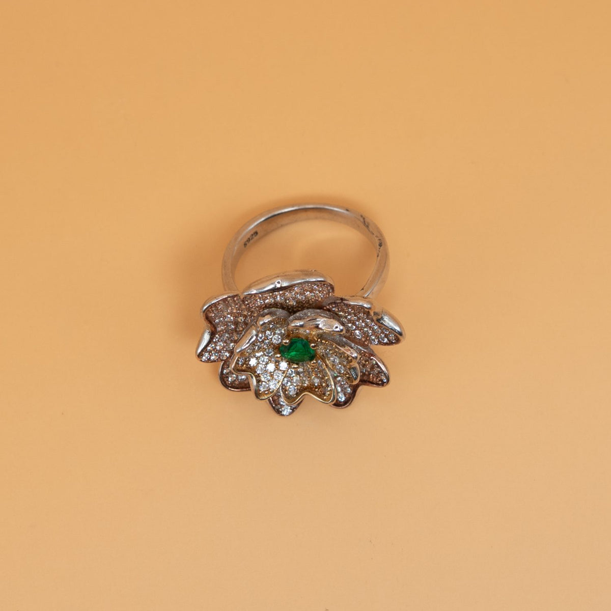 Silver Floral Halo Cocktail Ring