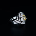Silver Yellow Double-Halo Ring
