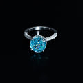 Silver Aqua Solitaire Ring