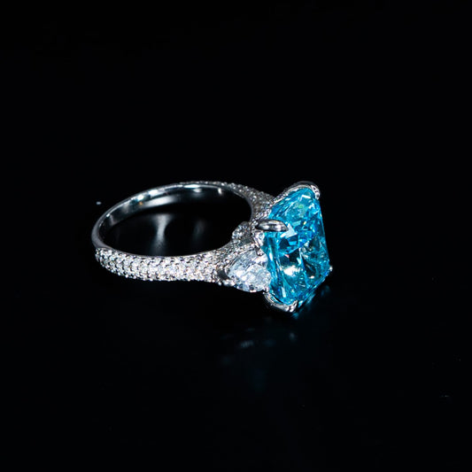 Silver Aqua Oval Ring