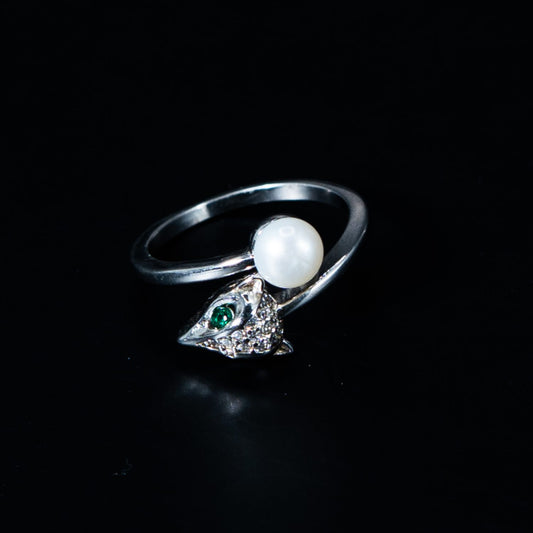 Silver Pearl Bypass Ring