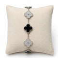 Clover Diamond and Black Stone Bracelet in 18K Gold