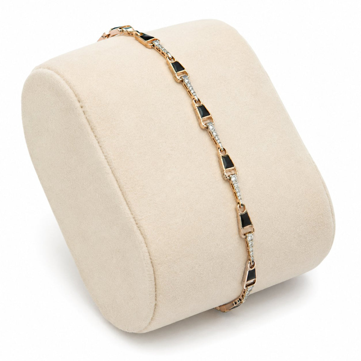 Black Accent Diamond Link Bracelet in 14K Gold