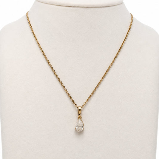 Pear Drop Diamond Chain Pendant in 14K Gold