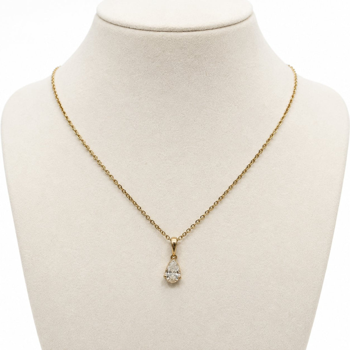 Pear Drop Diamond Chain Pendant in 14K Gold